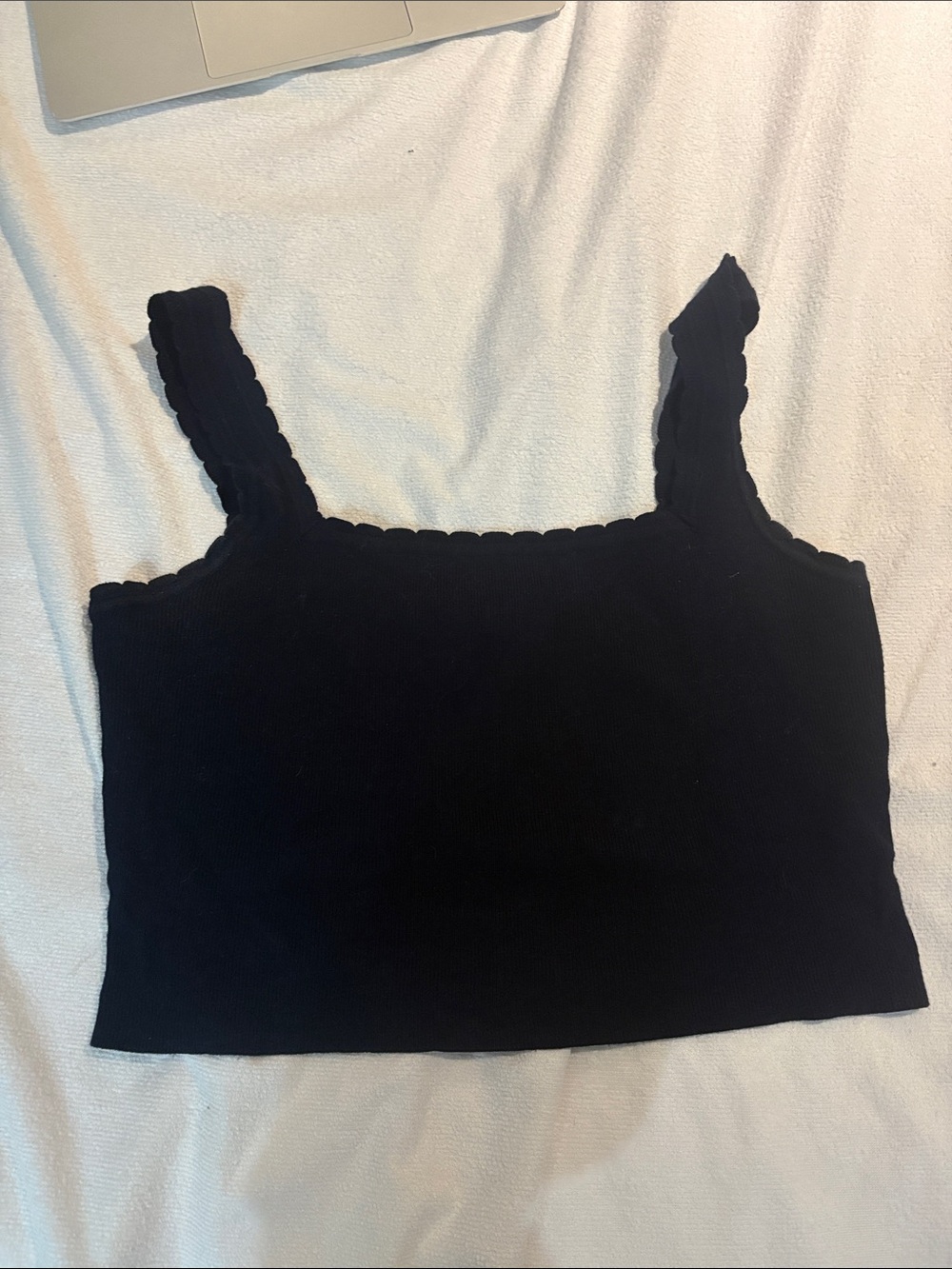 House of Harlow 1960 Black Ribbed Square Crop Tank